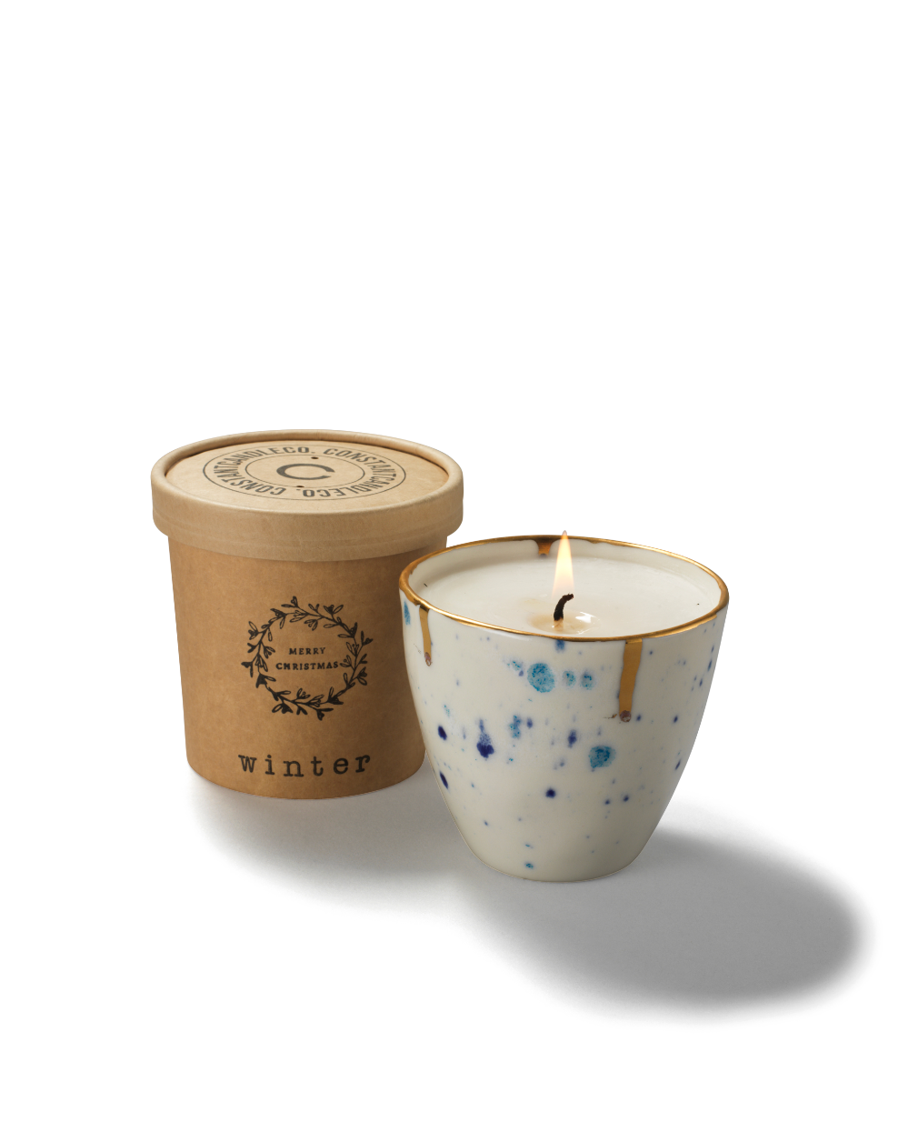 Frosty Refillable Candle Starter Set with Forever Holder and Wax Refill