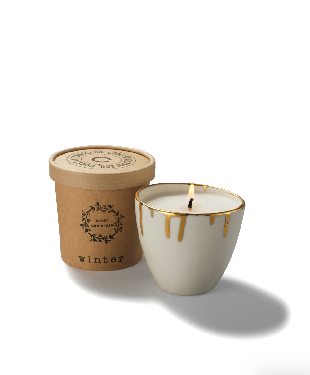 White Refillable Candle Starter Set with Forever Holder and Wax Refill